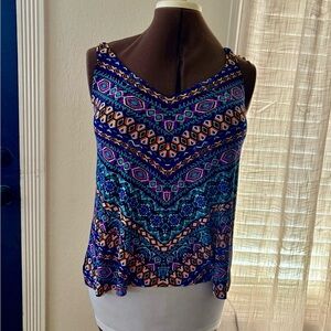 Blue Sleeveless Graphic Camisole